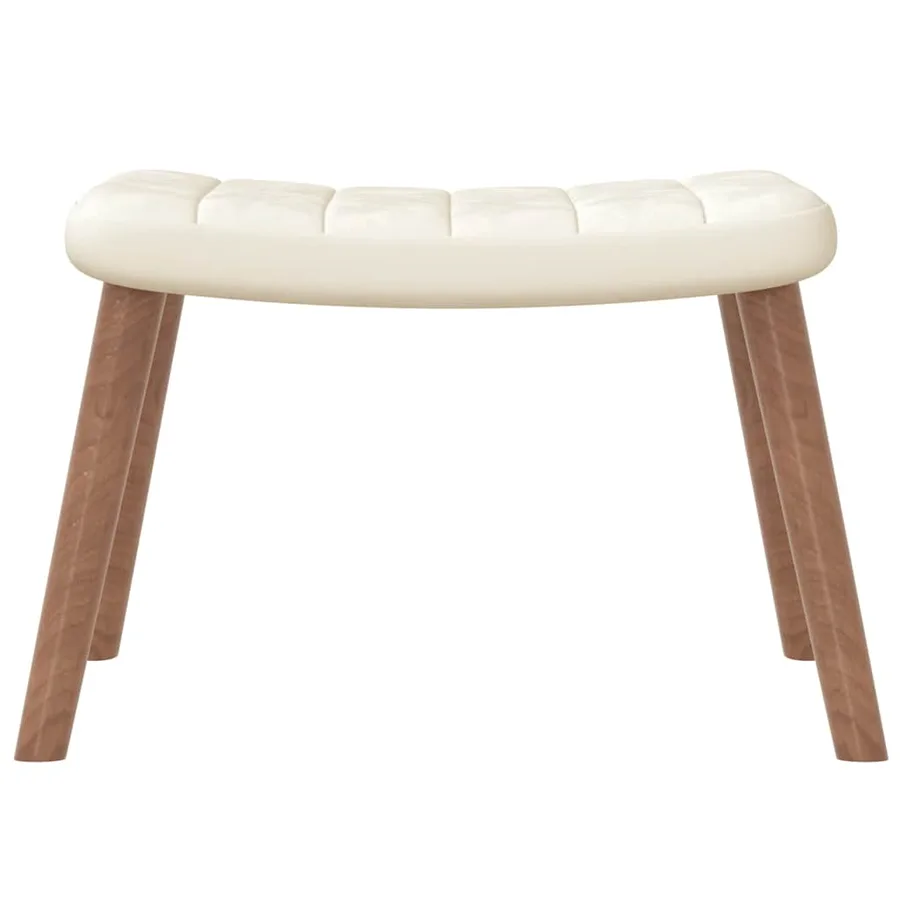 Chaise de relaxation avec repose-pied Blanc crème Velours - 8