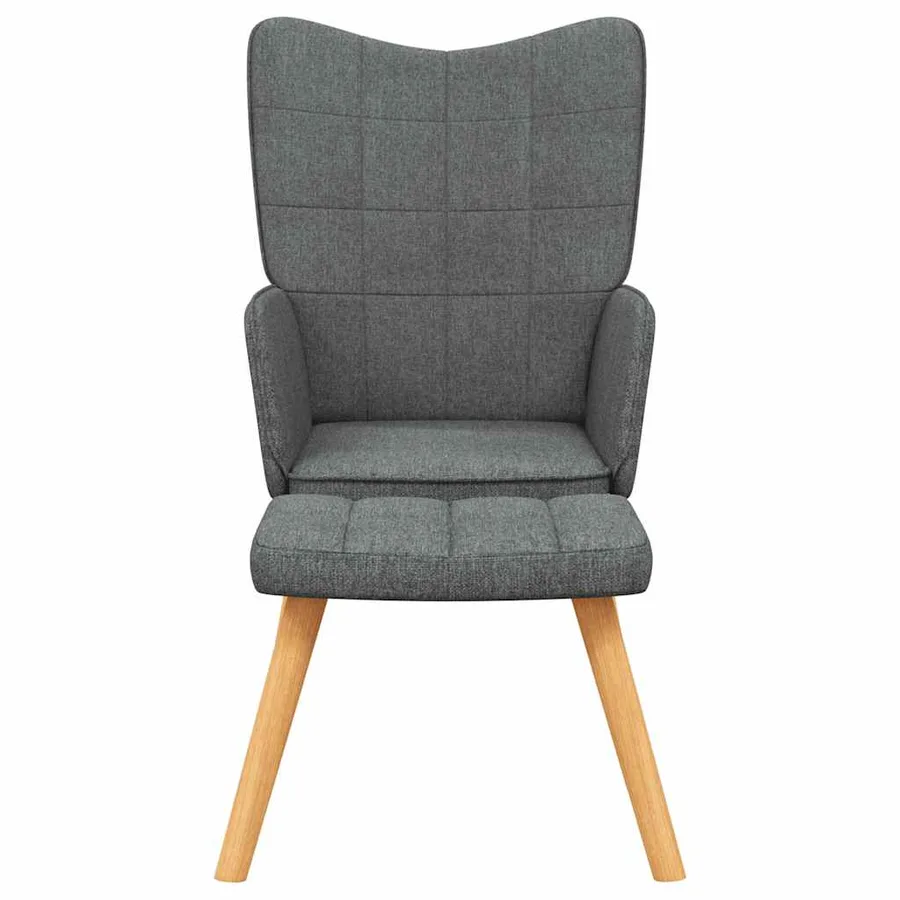 Chaise de relaxation avec tabouret Gris foncé Tissu - 3