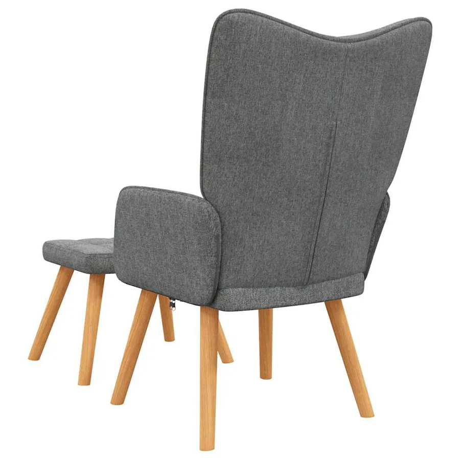 Chaise de relaxation avec tabouret Gris foncé Tissu - 5