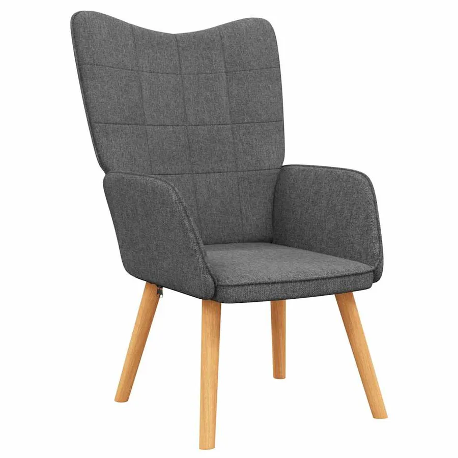 Chaise de relaxation avec tabouret Gris foncé Tissu - 6