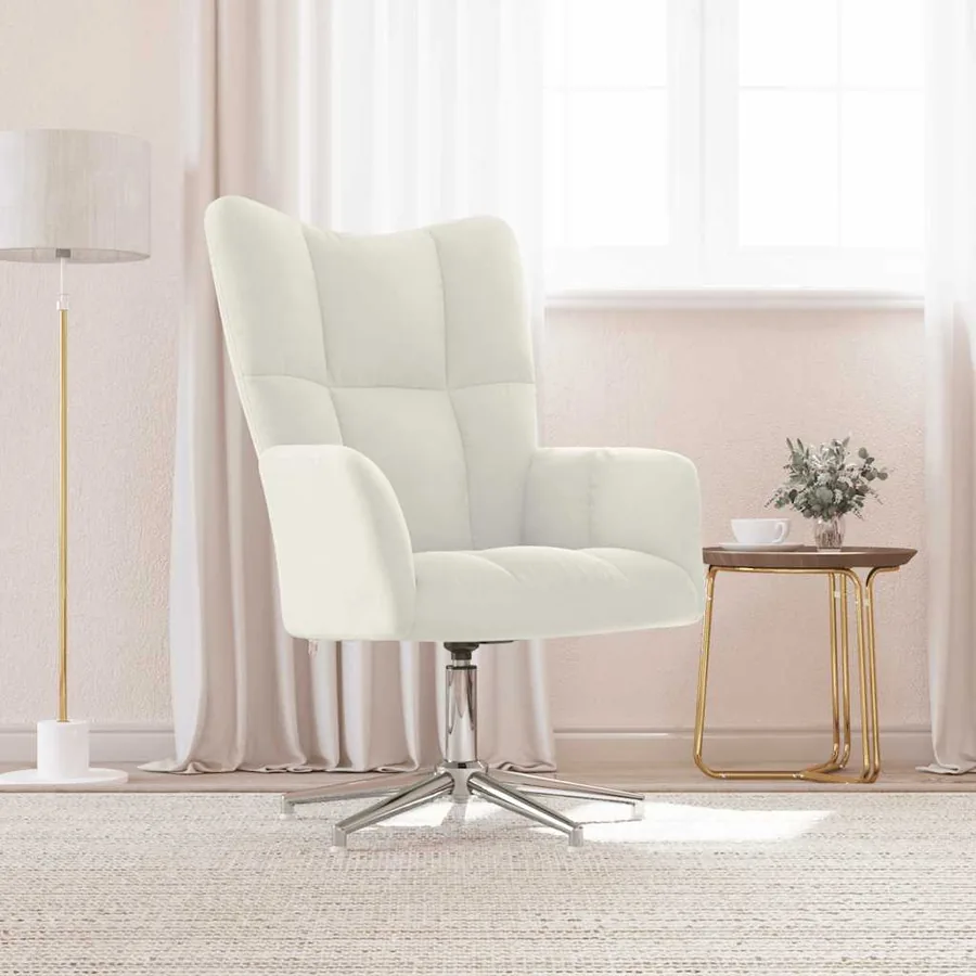 Chaise de relaxation Blanc crème Velours