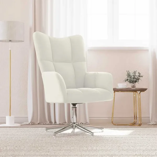 Chaise de relaxation Blanc crème Velours