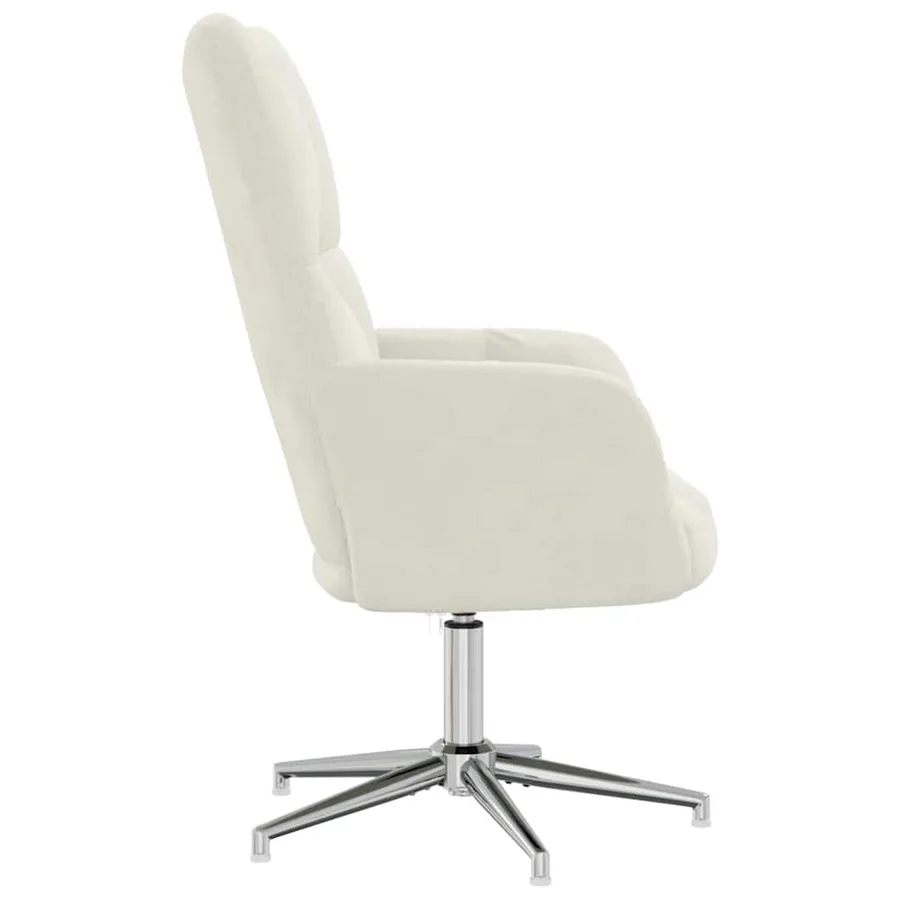 Chaise de relaxation Blanc crème Velours - 4