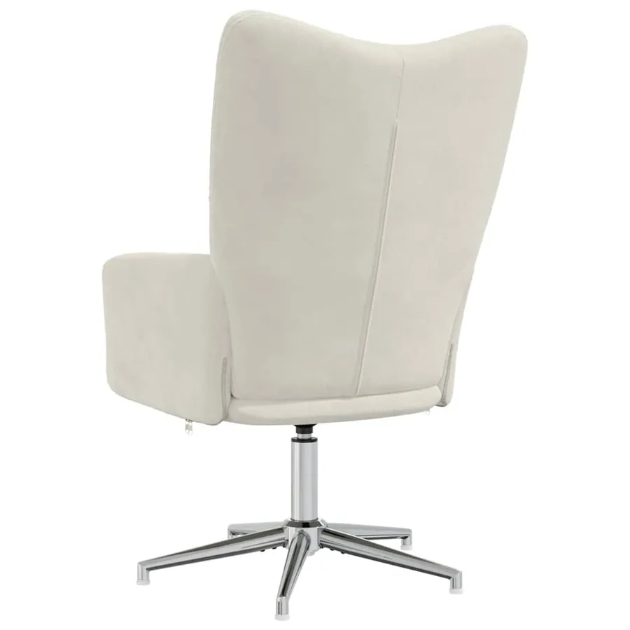 Chaise de relaxation Blanc crème Velours - 5