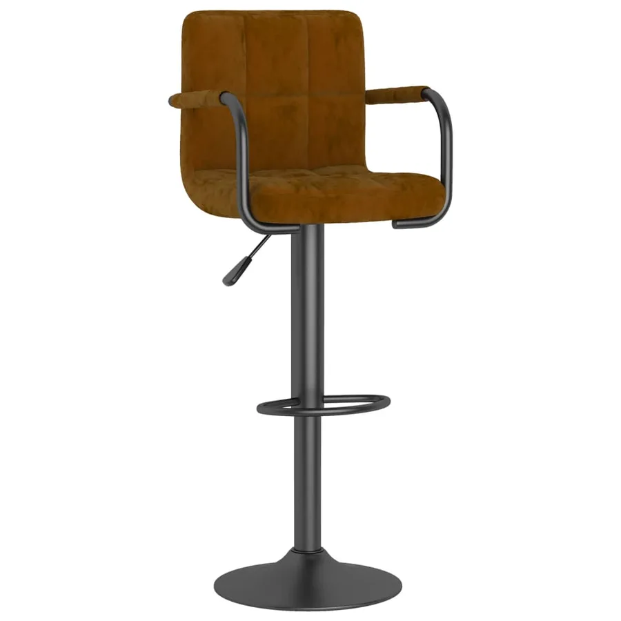 Tabourets de bar lot de 2 marron velours - 3