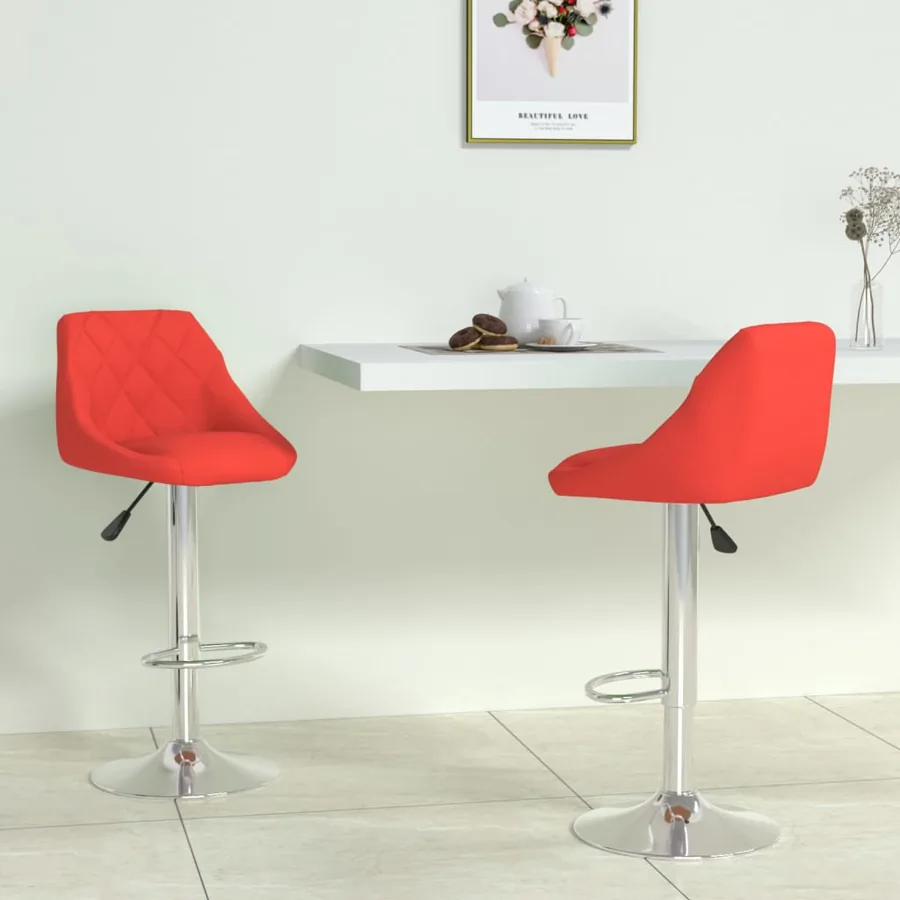 Tabourets de bar lot de 2 rouge similicuir