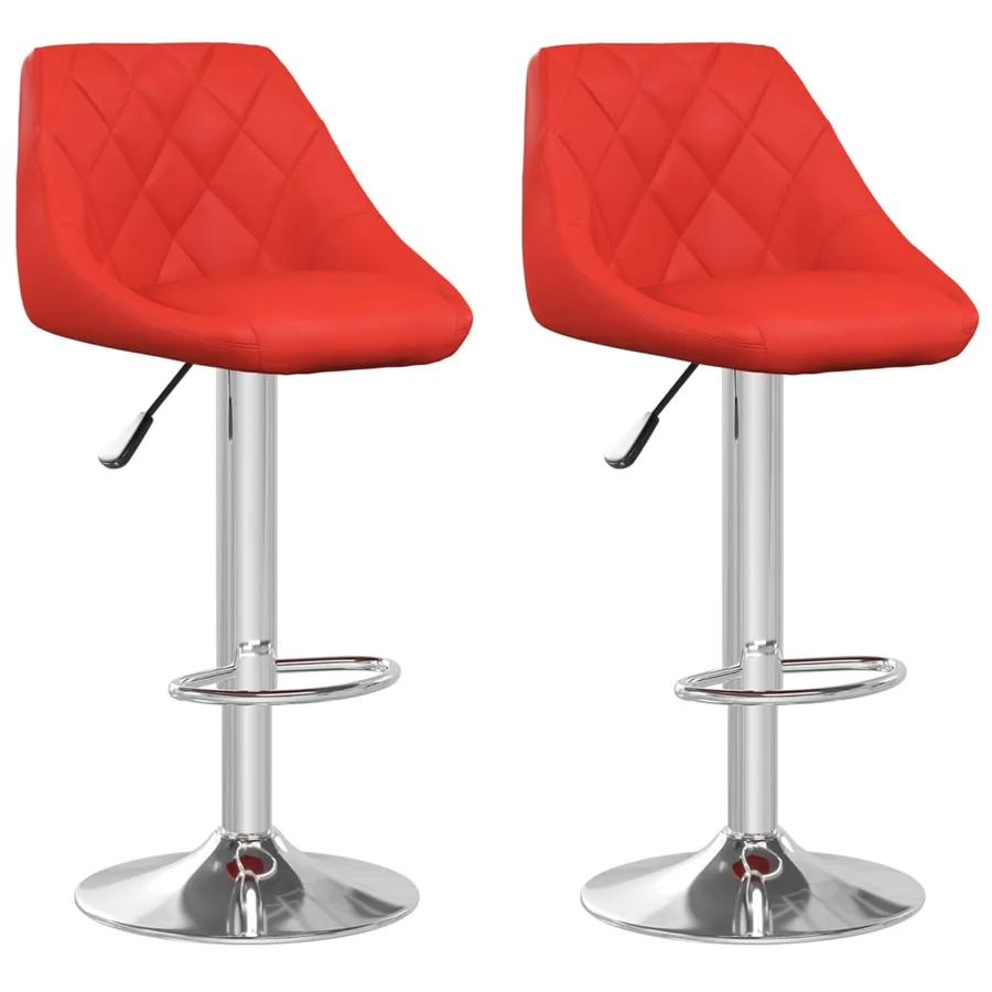 Tabourets de bar lot de 2 rouge similicuir - 2