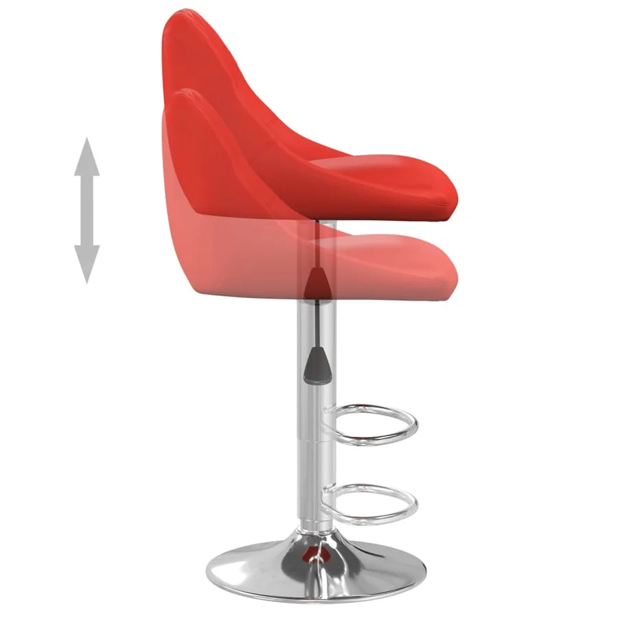 Tabourets de bar lot de 2 rouge similicuir - 6