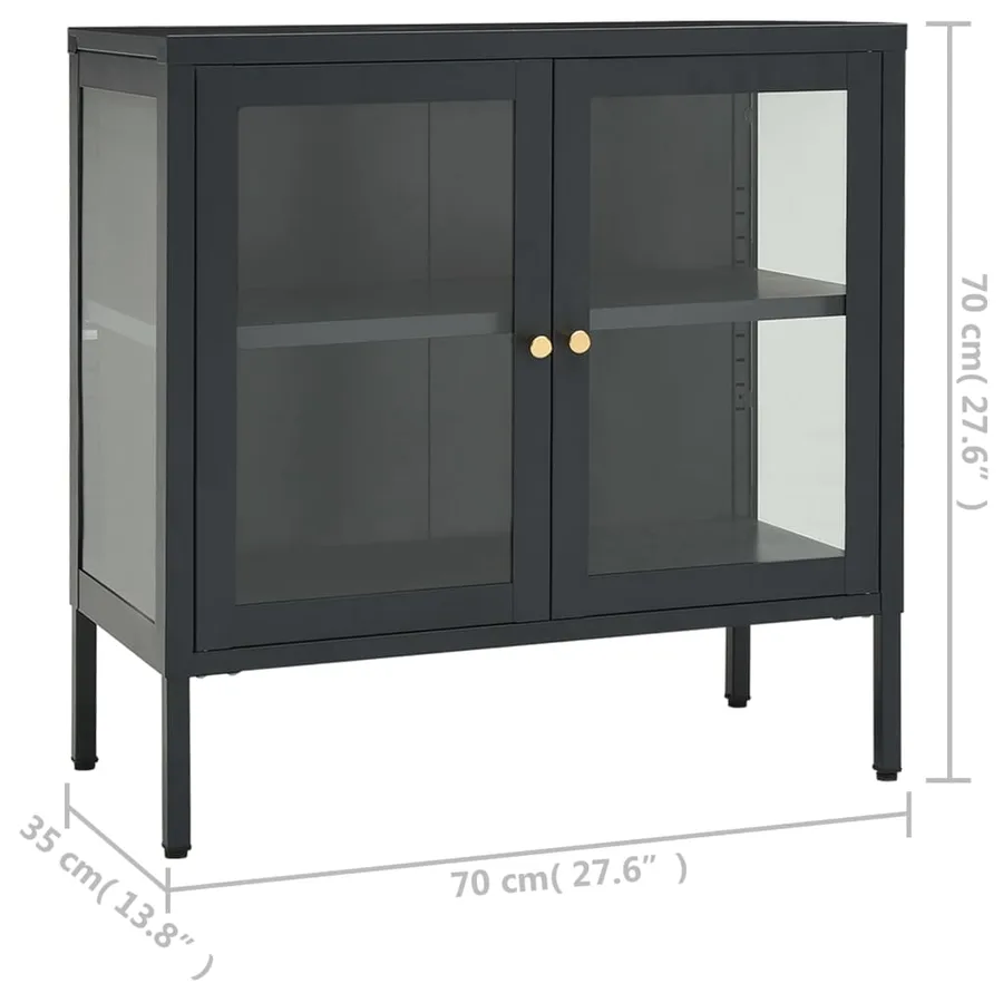 Buffet Anthracite 70x35x70 cm Acier et verre - 10