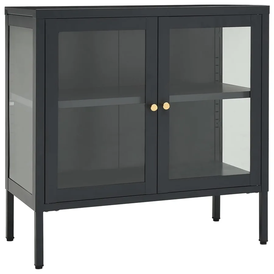 Buffet Anthracite 70x35x70 cm Acier et verre - 2