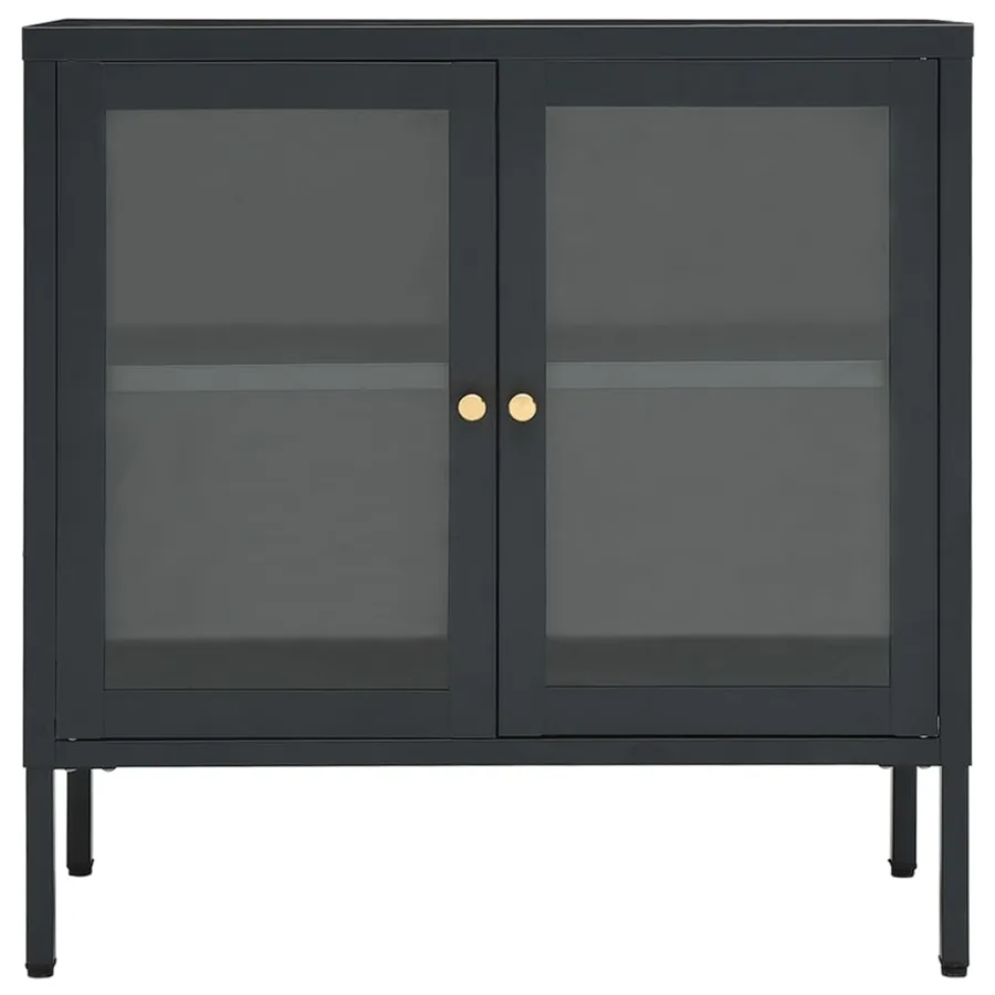 Buffet Anthracite 70x35x70 cm Acier et verre - 3