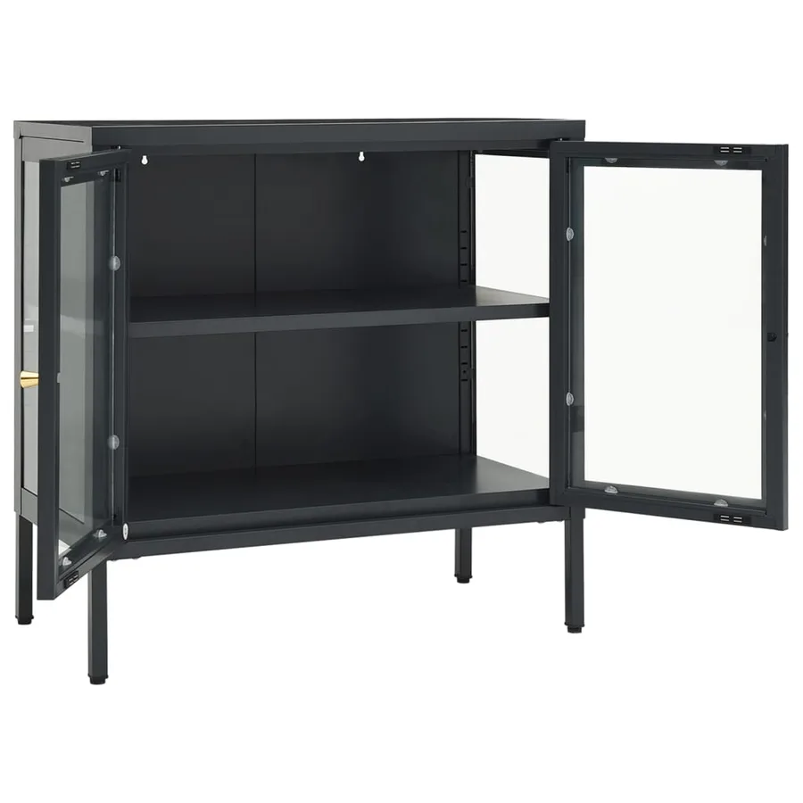Buffet Anthracite 70x35x70 cm Acier et verre - 6