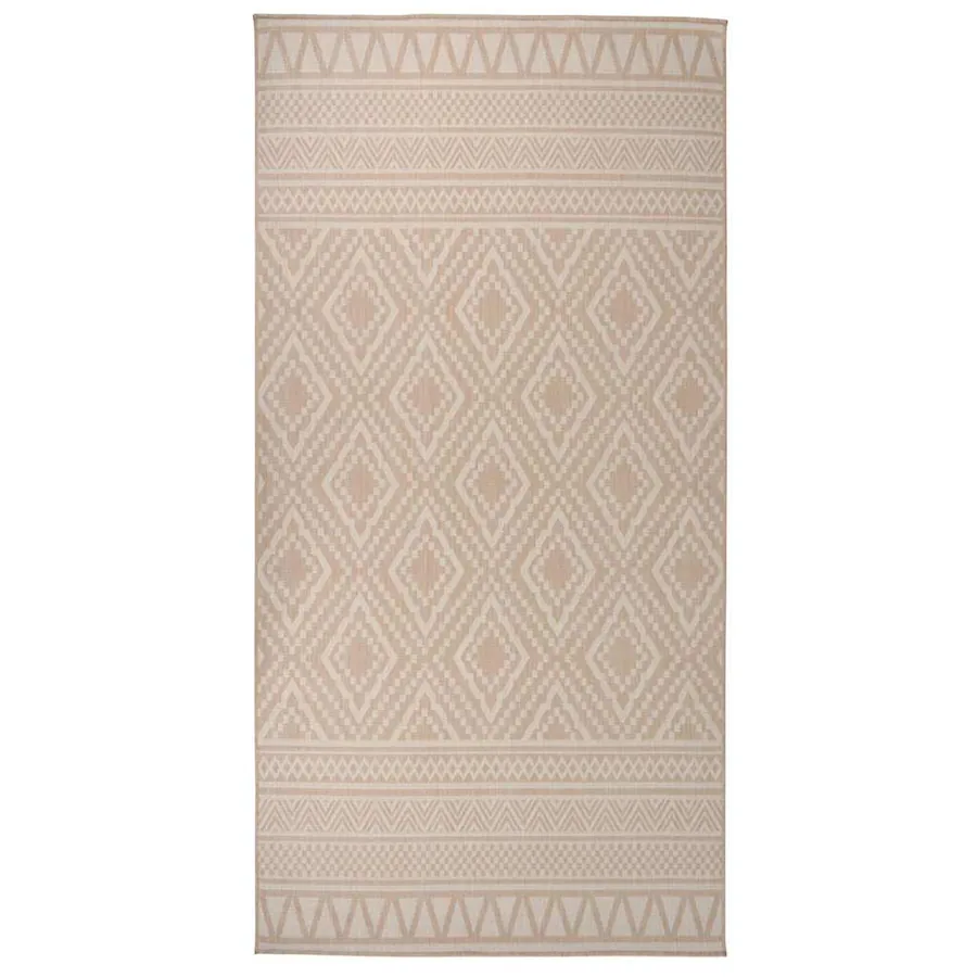 Tapis à tissage plat d'extérieur 100x200 cm Rayures brunes