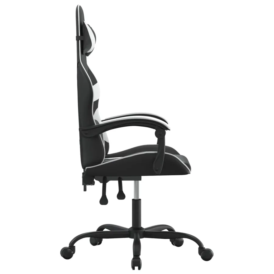 Chaise de jeu pivotante Noir et blanc Similicuir - 4
