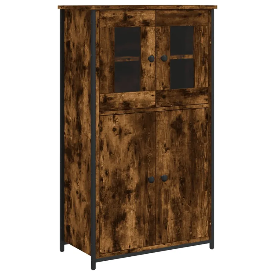 Buffet haut chêne fumé 62x32x106,5 cm bois d'ingénierie - 2