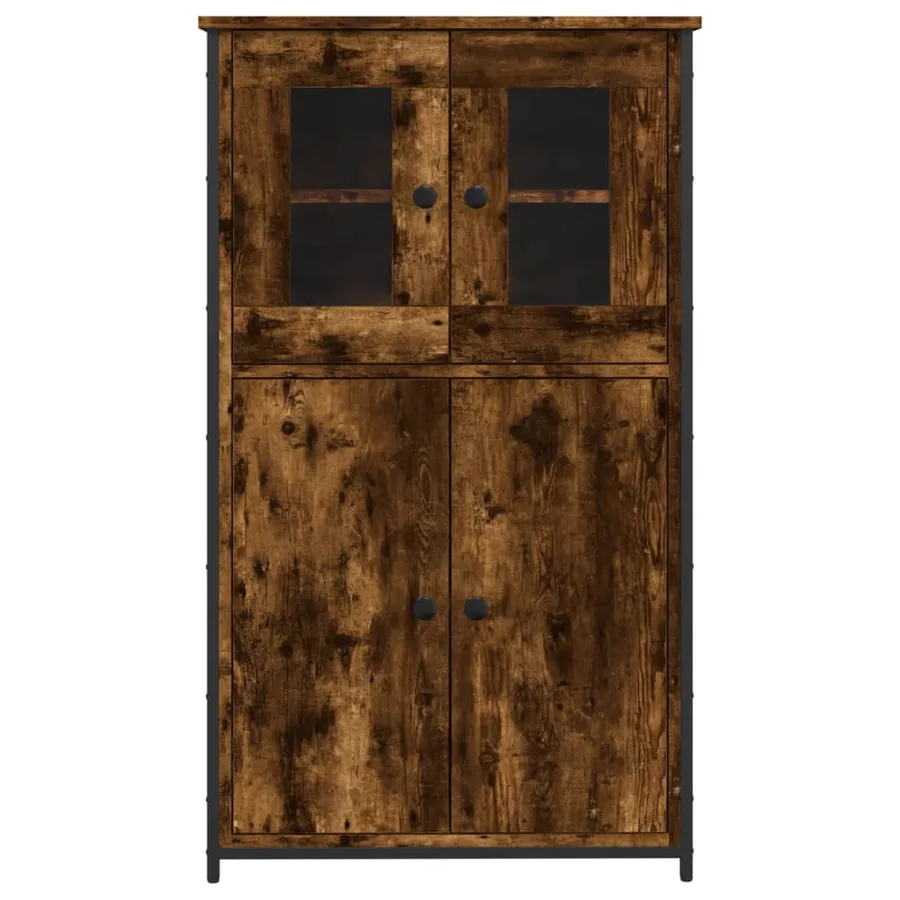 Buffet haut chêne fumé 62x32x106,5 cm bois d'ingénierie - 5