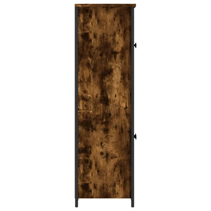 Buffet haut chêne fumé 62x32x106,5 cm bois d'ingénierie - 6