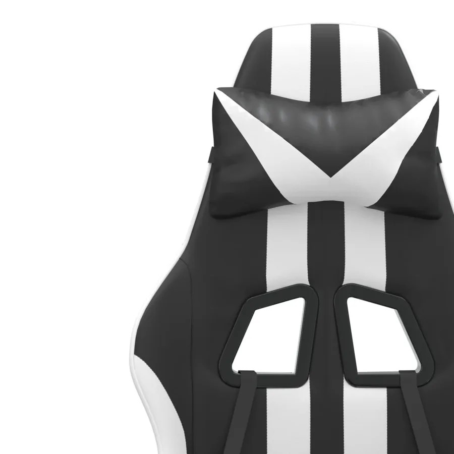 Chaise de jeu pivotante et repose-pied Noir et blanc Similicuir - 10