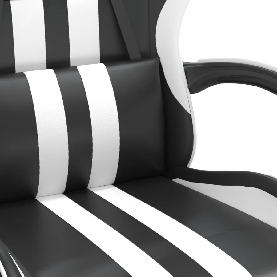 Chaise de jeu pivotante et repose-pied Noir et blanc Similicuir - 7
