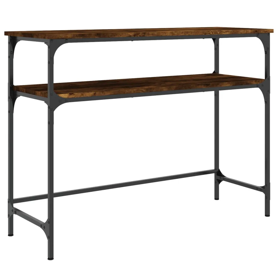 Table console chêne fumé 100x35,5x75 cm bois d'ingénierie - 2