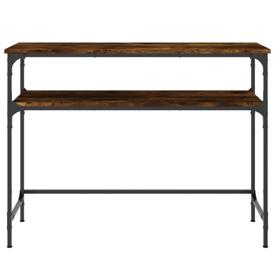 Table console chêne fumé 100x35,5x75 cm bois d'ingénierie - 4
