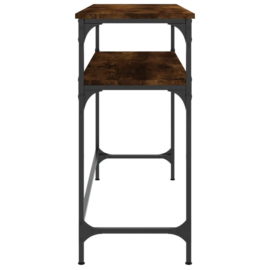 Table console chêne fumé 100x35,5x75 cm bois d'ingénierie - 5