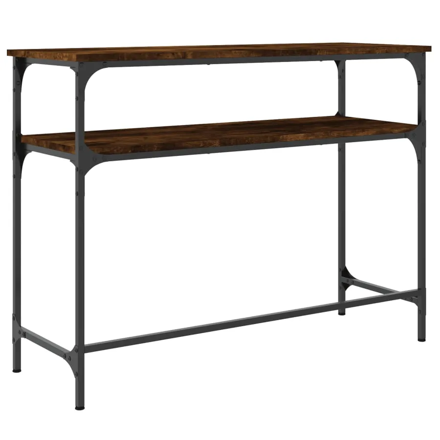 Table console chêne fumé 100x35,5x75 cm bois d'ingénierie - 6