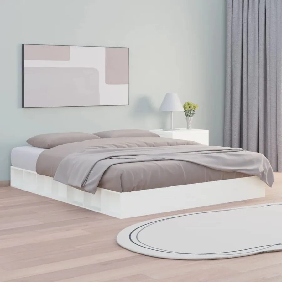 Cadre de lit sans matelas blanc 180x200 cm bois massif