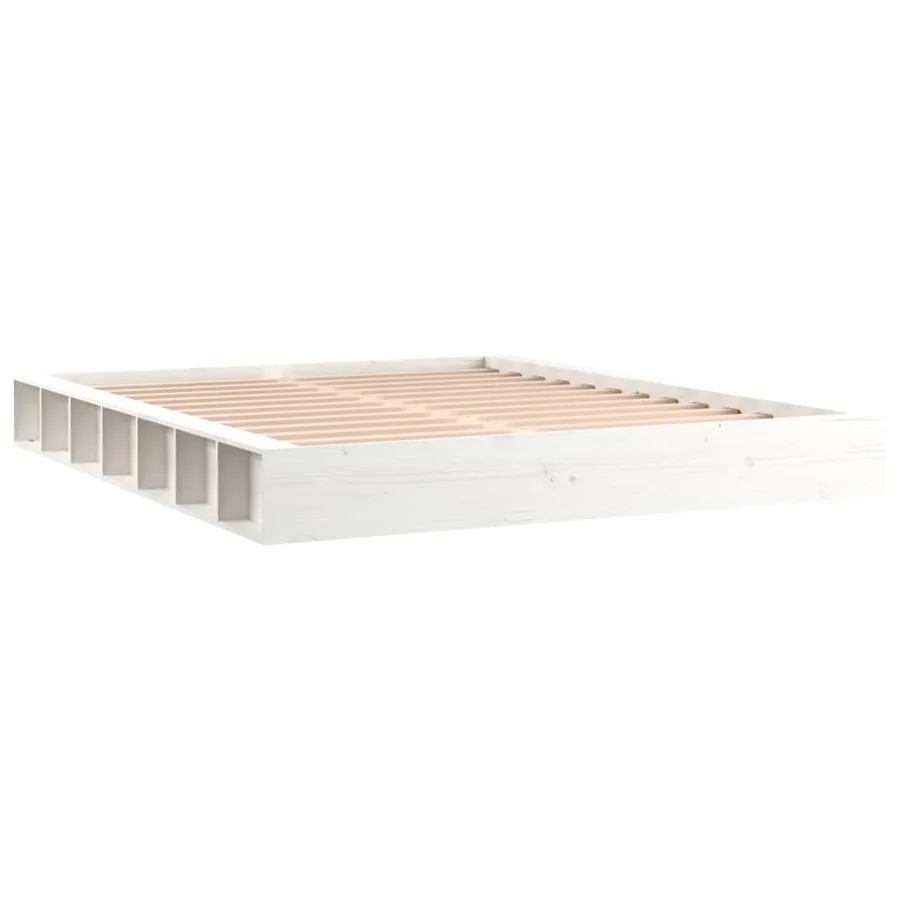 Cadre de lit sans matelas blanc 180x200 cm bois massif - 3