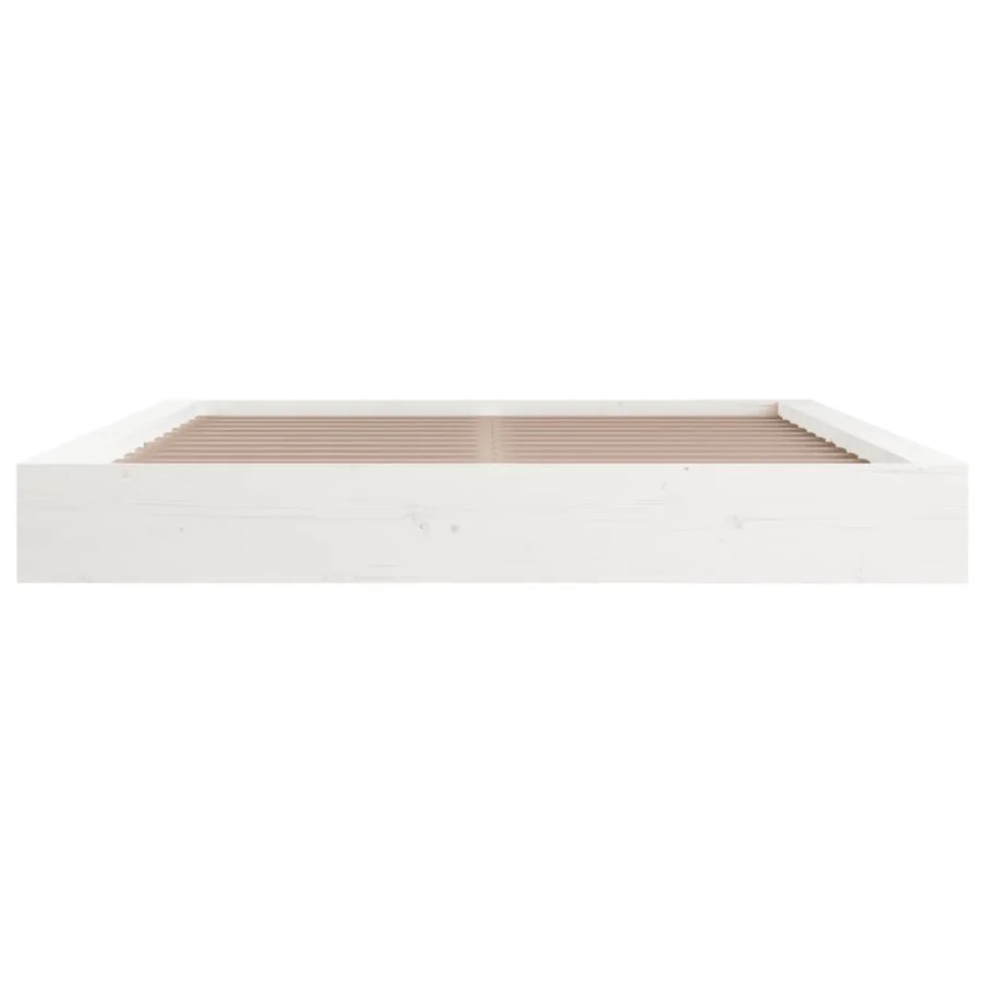 Cadre de lit sans matelas blanc 180x200 cm bois massif - 4