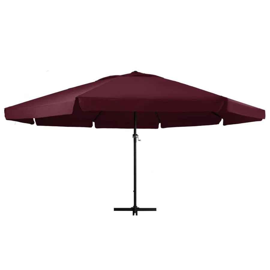 Parasol de jardin et mât en aluminium 600 cm rouge bordeaux - 2