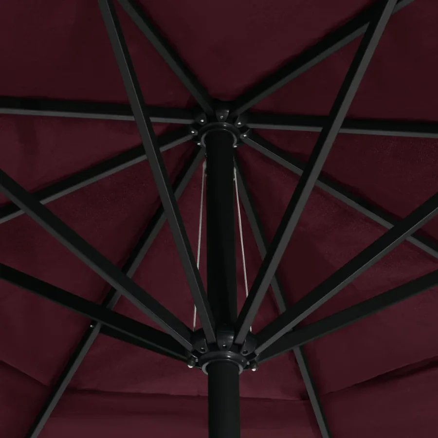 Parasol de jardin et mât en aluminium 600 cm rouge bordeaux - 4