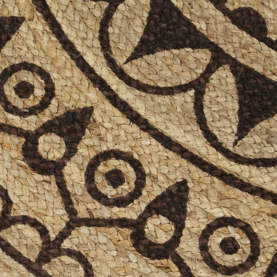Tapis fait à la main Jute avec imprimé marron foncé 120 cm - 4