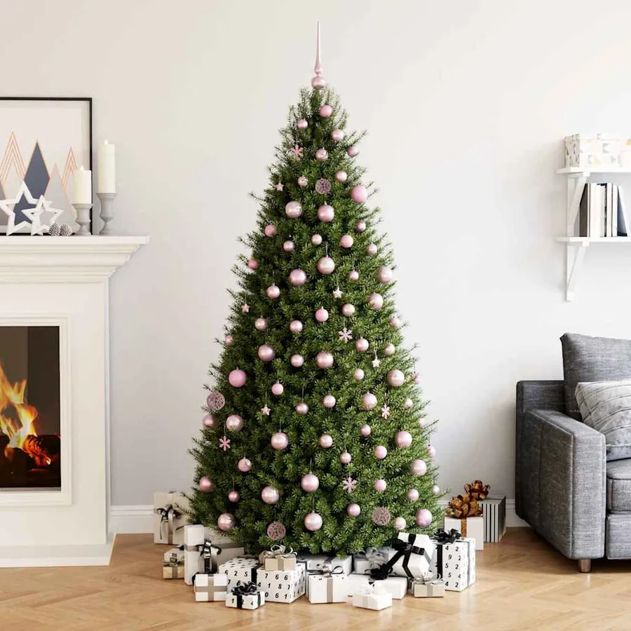 Ensemble de boules de Noël 111 pièces rose polystyrène