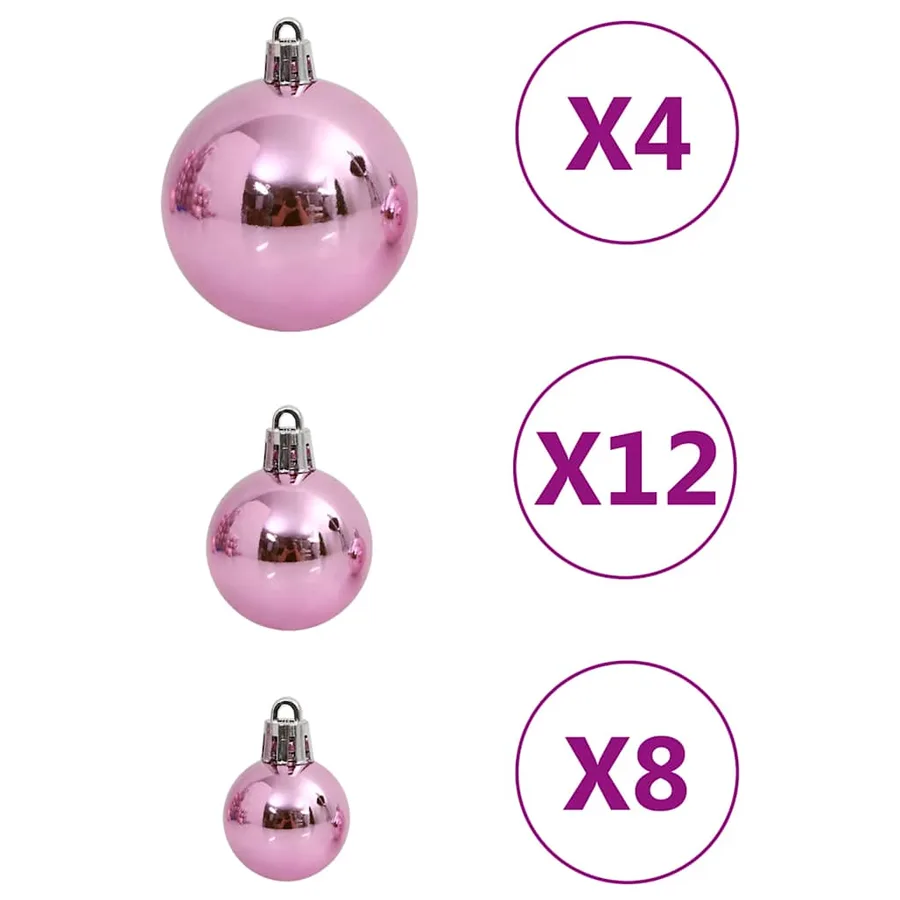 Ensemble de boules de Noël 111 pièces rose polystyrène - 6