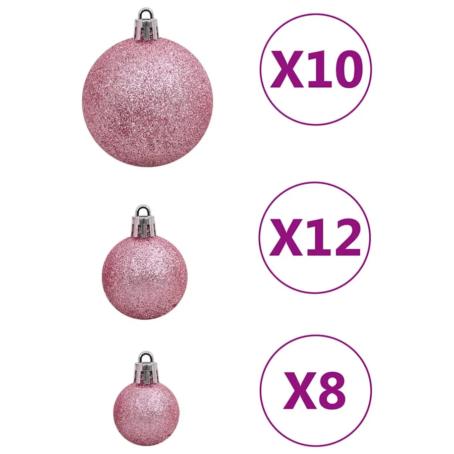 Ensemble de boules de Noël 111 pièces rose polystyrène - 7