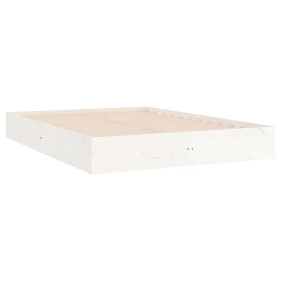 Cadre de lit sans matelas blanc bois massif 200x200 cm - 3