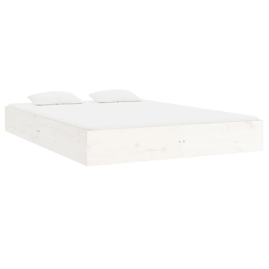Cadre de lit sans matelas blanc bois massif 200x200 cm - 4