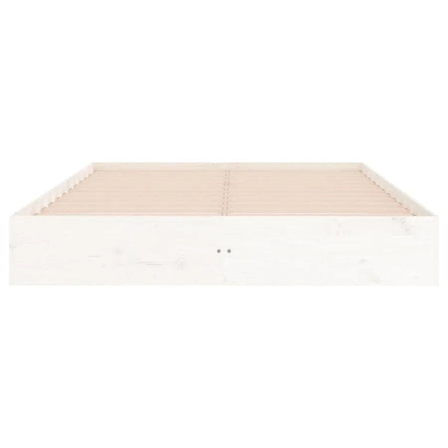 Cadre de lit sans matelas blanc bois massif 200x200 cm - 5
