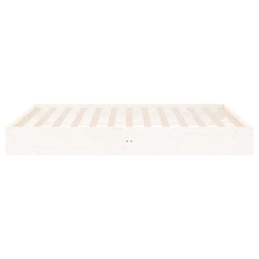 Cadre de lit sans matelas blanc bois massif 200x200 cm - 6