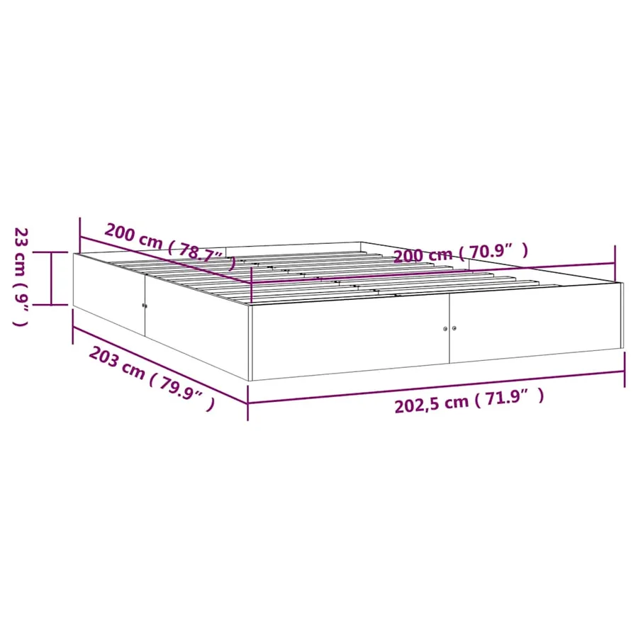 Cadre de lit sans matelas blanc bois massif 200x200 cm - 9