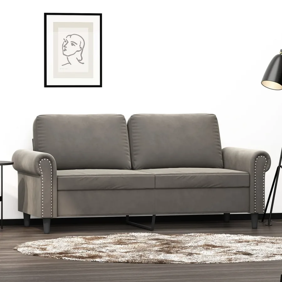 Canapé à 2 places Gris clair 140 cm Velours