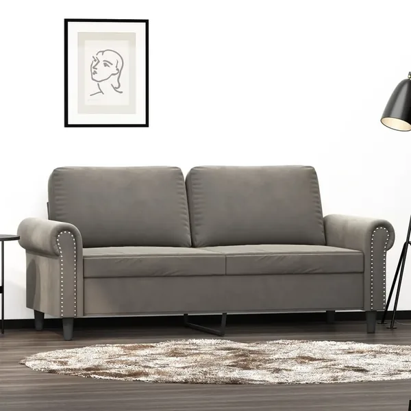Canapé à 2 places Gris clair 140 cm Velours