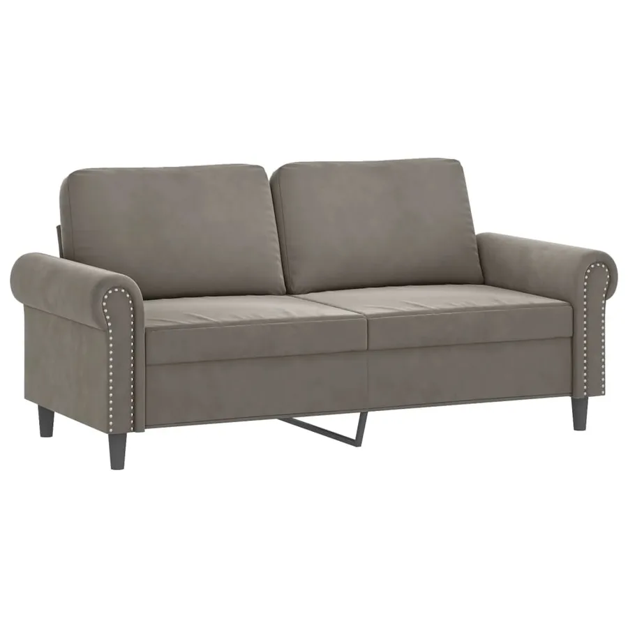 Canapé à 2 places Gris clair 140 cm Velours - 2