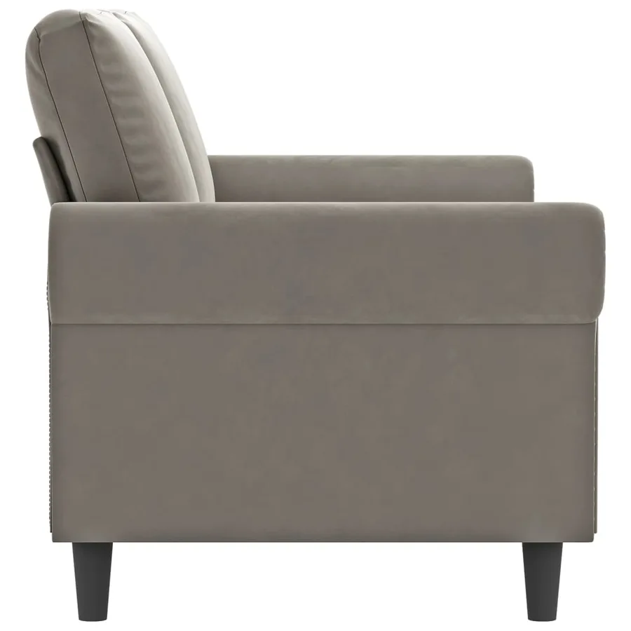 Canapé à 2 places Gris clair 140 cm Velours - 4