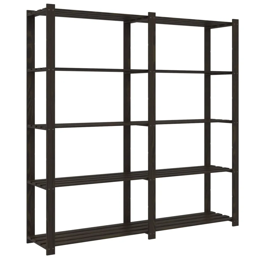 Support de rangement à 5 niveaux noir 170x38x170 cm bois pin - 5