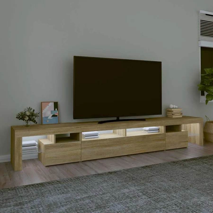 Meuble TV avec lumières LED Chêne sonoma 260x36,5x40 cm - 3