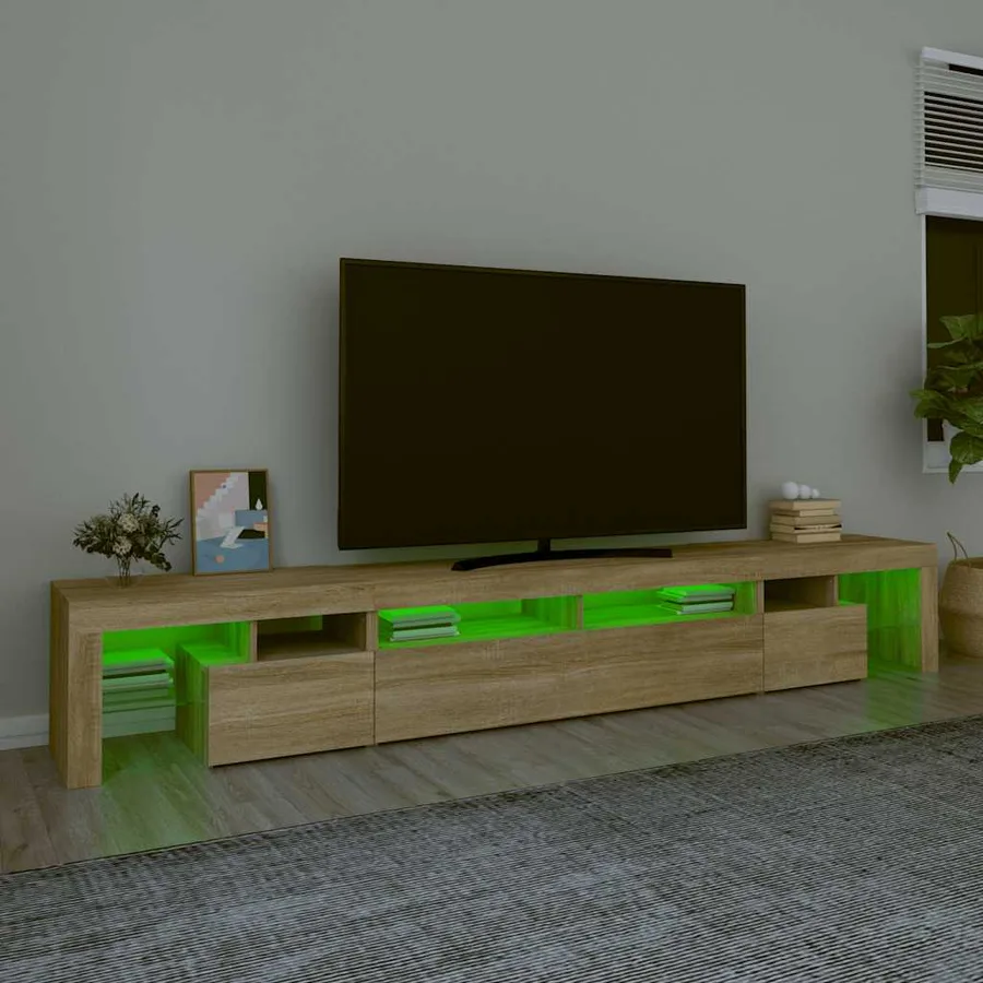 Meuble TV avec lumières LED Chêne sonoma 260x36,5x40 cm - 4