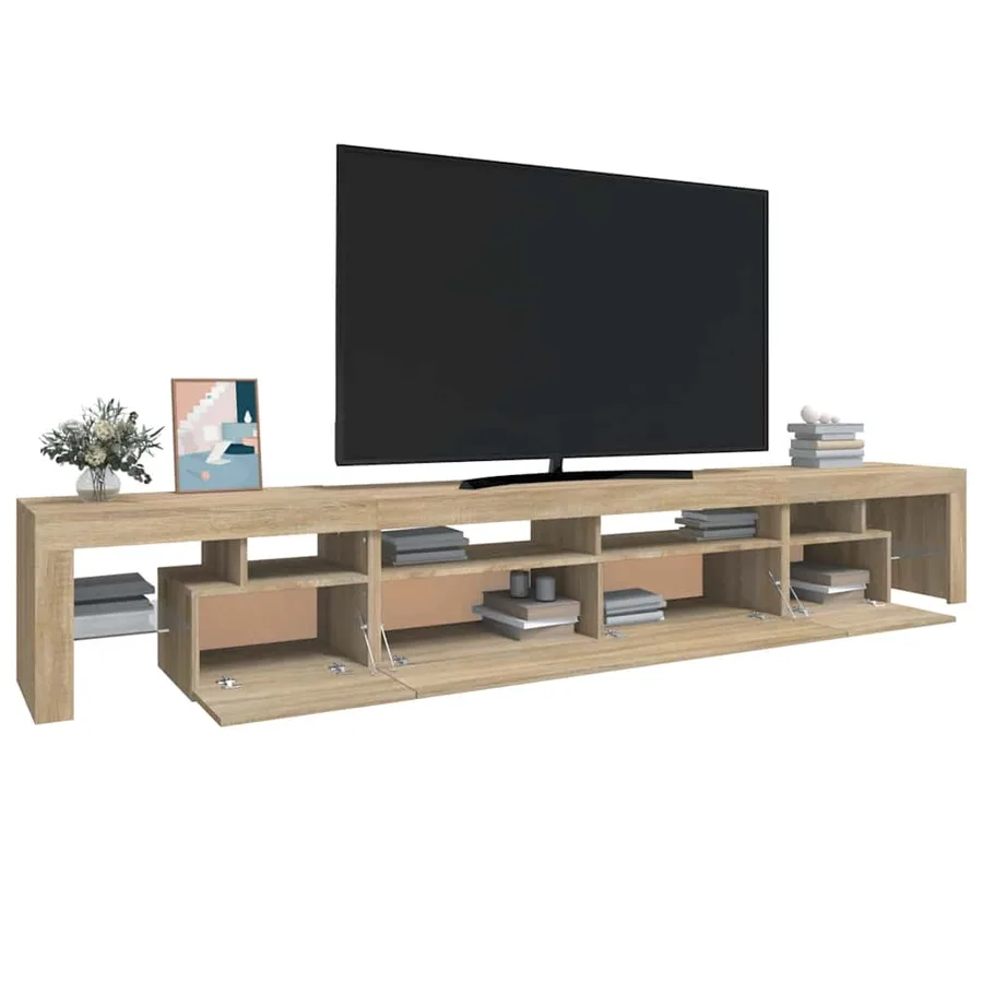 Meuble TV avec lumières LED Chêne sonoma 260x36,5x40 cm - 6