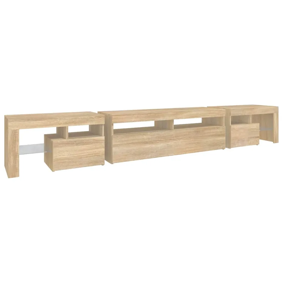 Meuble TV avec lumières LED Chêne sonoma 260x36,5x40 cm - 8
